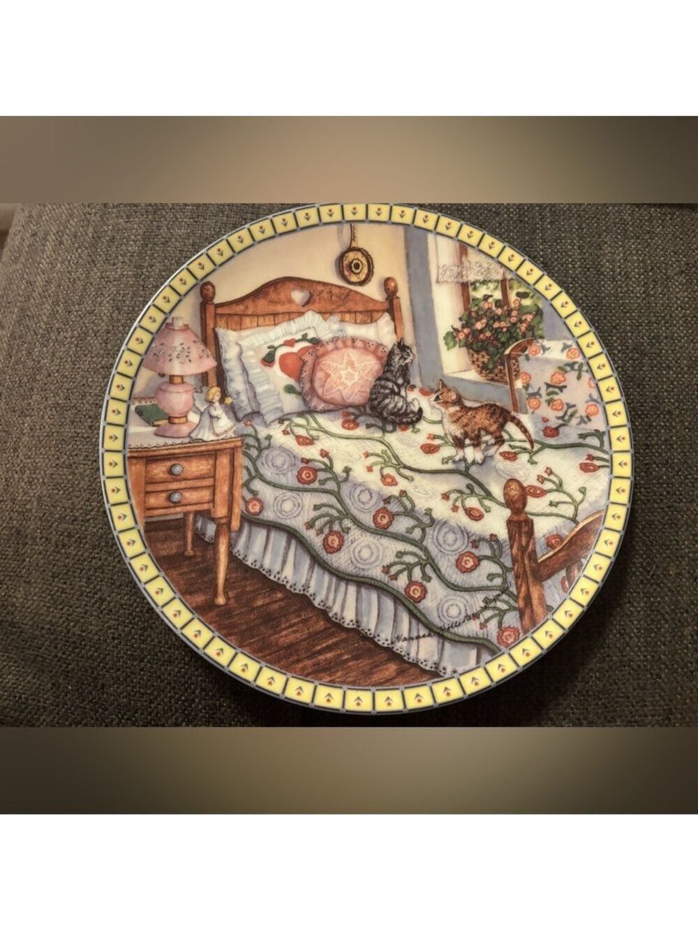 VINTAGE 1991 Knowles Collectible Plate "A Sunny Spot" COZY COUNTRY CORNERS Cats